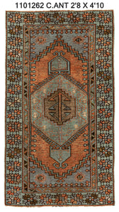 3x5 Red Vintage Turkish Area Rug