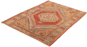 3x5 Red Vintage Turkish Area Rug