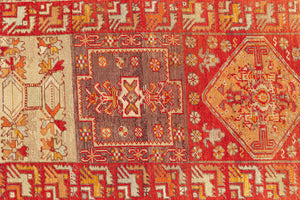 4x12 Red Vintage Turkish Runner Rug