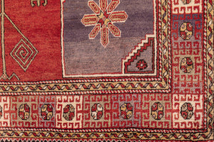 7x9 Red Vintage Turkish Area Rug