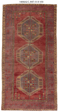 5x10 Red Vintage Turkish Area Rug