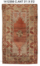 3x5 Red Vintage Turkish Area Rug