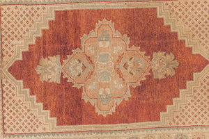 4x6 Indian Red & Ivory Old & Vintage Turkish Area Rug