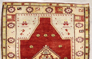 4x5 Red Vintage Turkish Area Rug