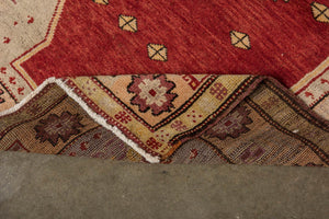 4x5 Red Vintage Turkish Area Rug