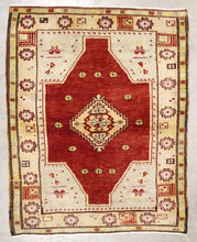 4x5 Red Vintage Turkish Area Rug