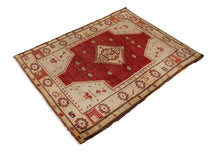 4x5 Red Vintage Turkish Area Rug