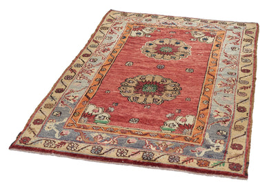 4x5 Colorful Old & Vintage Turkish Area Rug