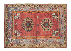 4x5 Colorful Old & Vintage Turkish Area Rug