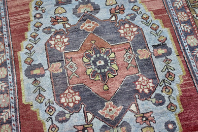 4x9 Colorful Old & Vintage Turkish Area Rug