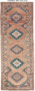 5x13 Red Vintage Turkish Runner Rug
