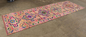 3x10 Colorful Vintage Turkish Runner Rug