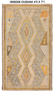 5x8 Green Modern Oushak Area Rug