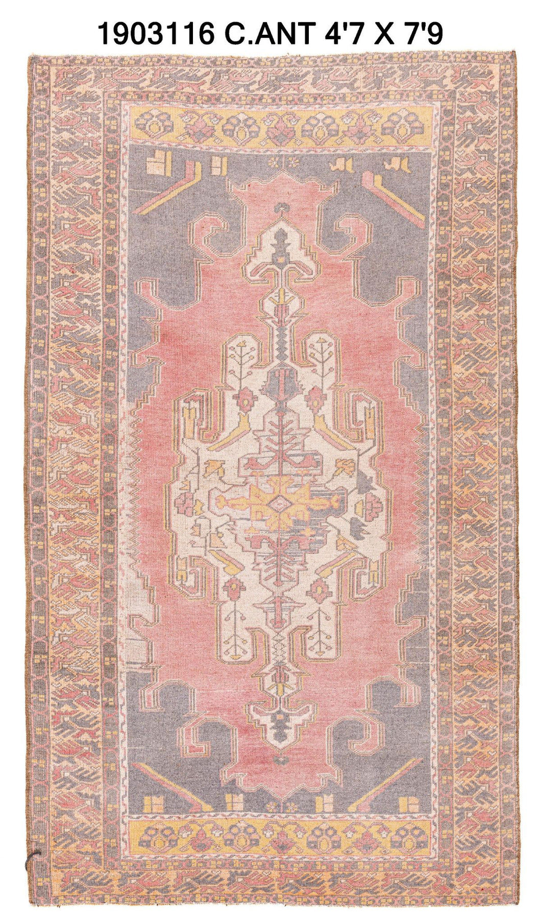 4x7 Colorful Old & Vintage Turkish Area Rug