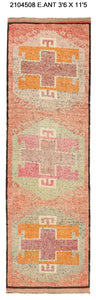 4x11 Old& Vintage Turkish Area Runner Rug