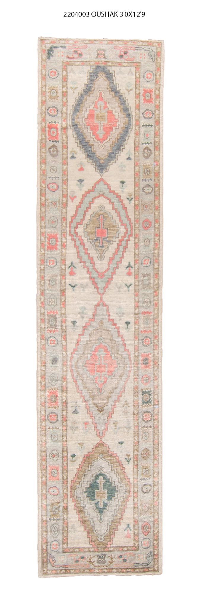 3x13 Modern Oushak Area Runner Rug