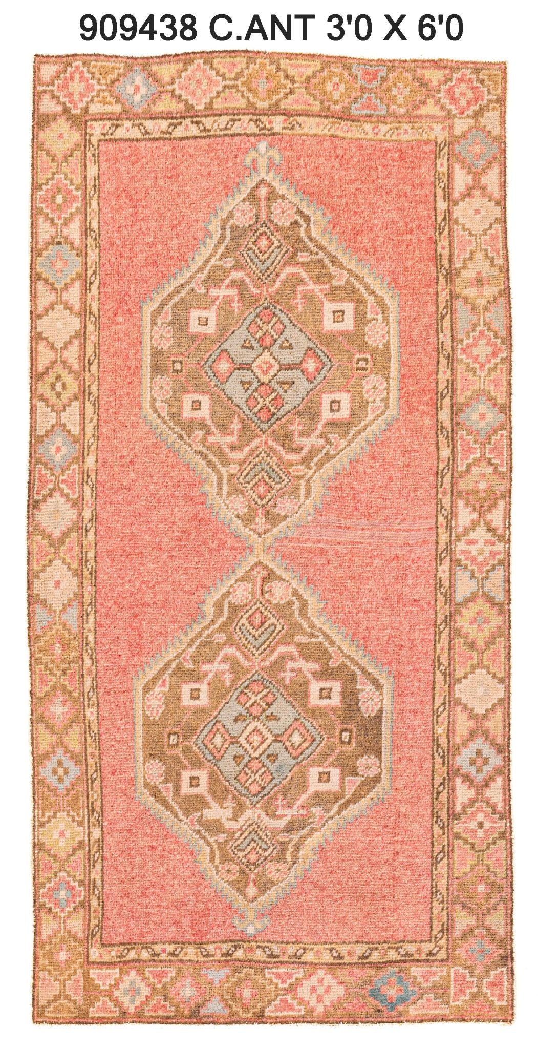 4x8 Blush Vintage Turkish Area Rug