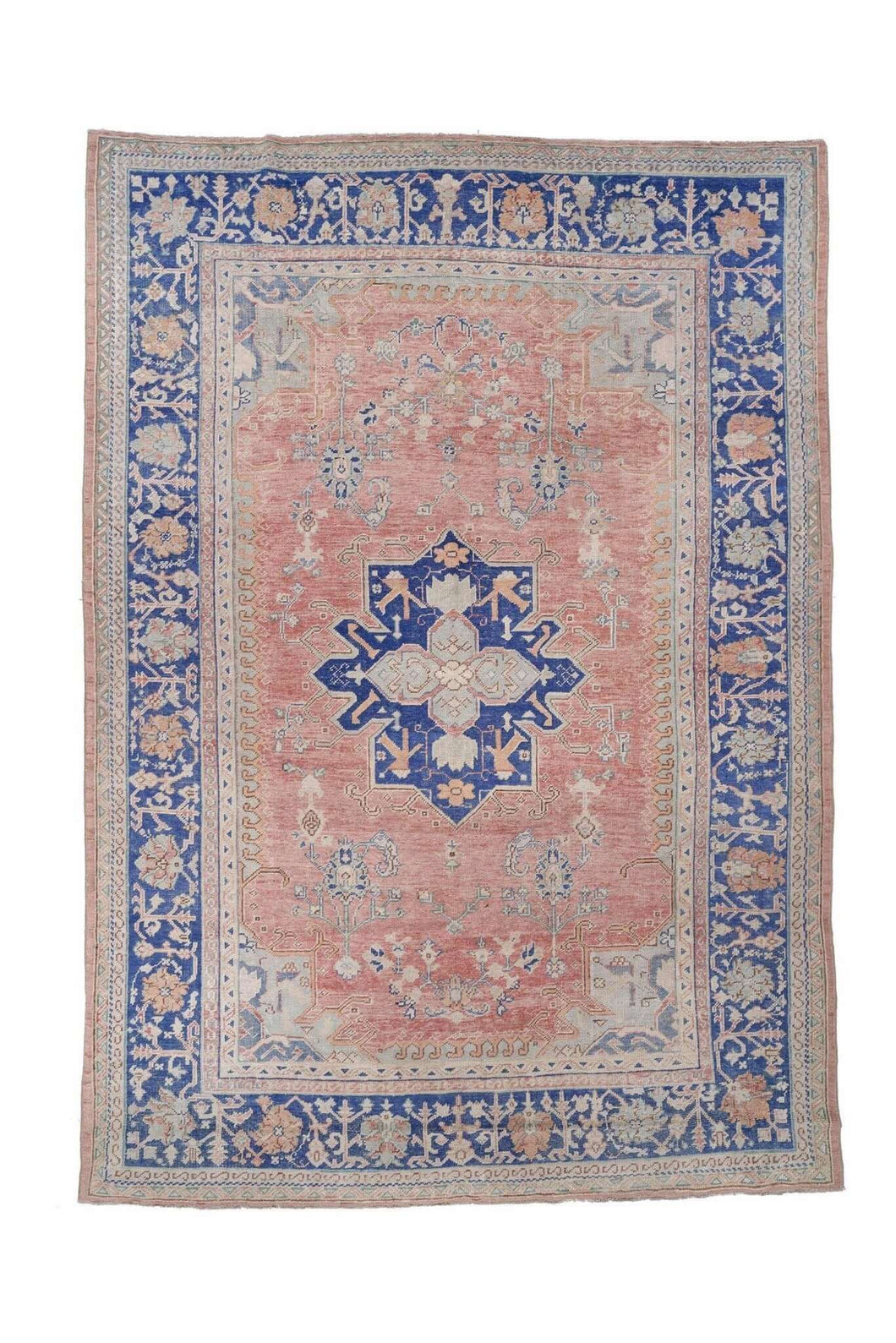 10x14indian Red,blue Colorful Vintage Turkish Area Rug