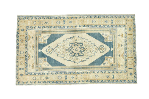 4x7 Wheat & Peacock Blue Vintage Turkish Area Rug