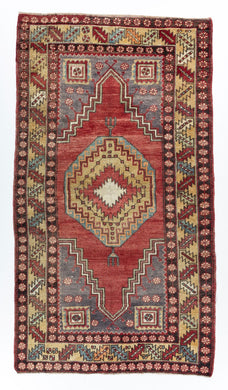 3x6 Red Vintage Turkish Area Rug