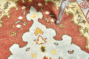 3x8 Terracotta & Yellow & Slate Gray Old & Vintage Turkish Runner Rug-turkish_rugs-oriental_rugs-kilim_rugs-oushak_rugs