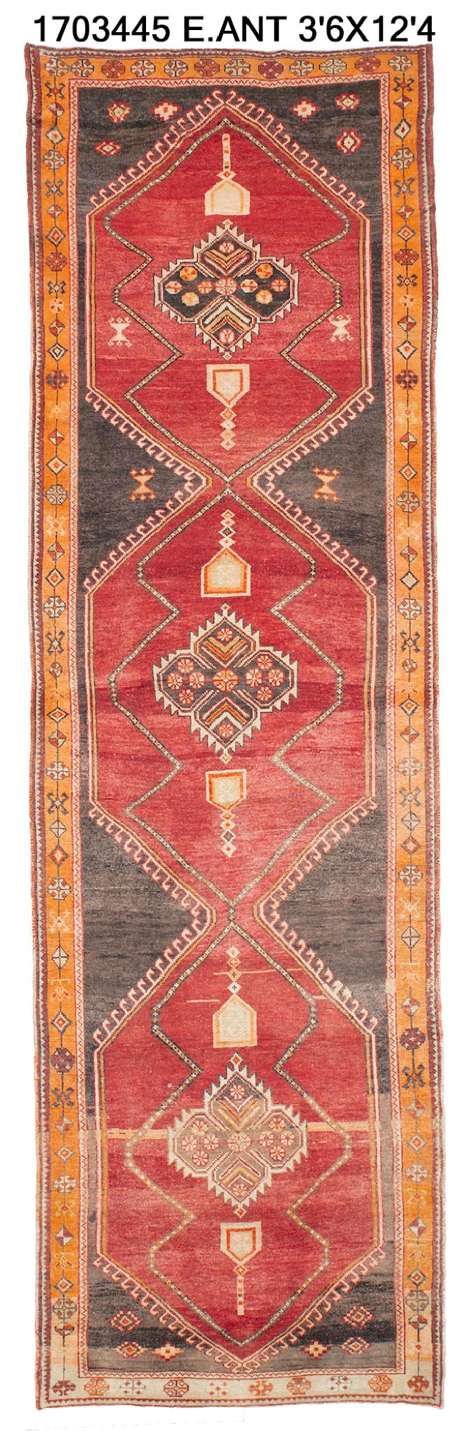 4x12 Old & Vintage Turkish Area Runner Rug