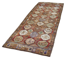 4x13 Colorful Old & Vintage Turkish Runner Rug