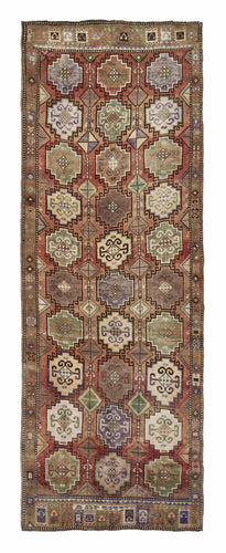 4x13 Colorful Old & Vintage Turkish Runner Rug