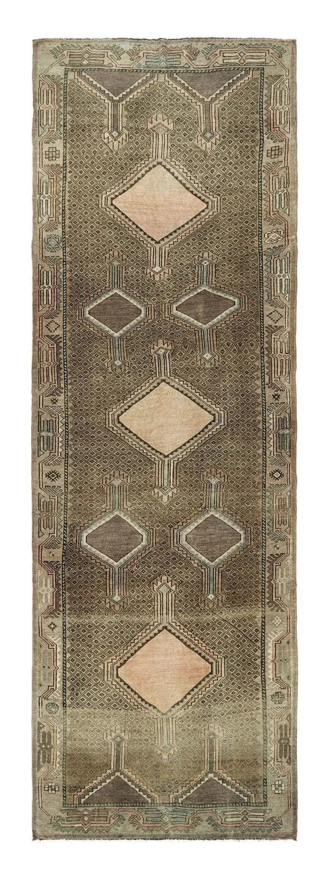 4x13 Colorful Old & Vintage Turkish Runner Rug