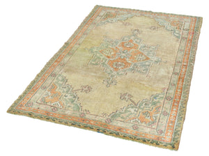 4x5 Colorful Vintage Oushak Area Rug-turkish_rugs-oriental_rugs-kilim_rugs-oushak_rugs