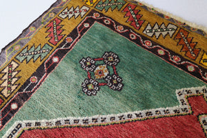 4x5 Terracotta & Yellow & Green Blue Colorful Vintage Turkish Area Rug