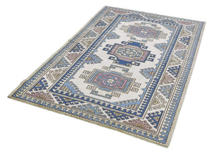 4x6 Beige & Steel Blue & Gray Purple Soft Vintage Turkish Area Rug-turkish_rugs-oriental_rugs-kilim_rugs-oushak_rugs