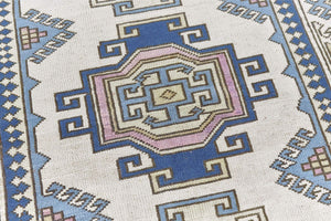 4x6 Beige & Steel Blue & Gray Purple Soft Vintage Turkish Area Rug-turkish_rugs-oriental_rugs-kilim_rugs-oushak_rugs