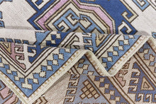 4x6 Beige & Steel Blue & Gray Purple Soft Vintage Turkish Area Rug-turkish_rugs-oriental_rugs-kilim_rugs-oushak_rugs