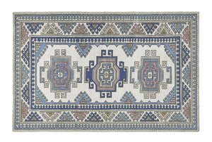 4x6 Beige & Steel Blue & Gray Purple Soft Vintage Turkish Area Rug-turkish_rugs-oriental_rugs-kilim_rugs-oushak_rugs