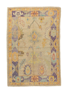 4x8 Yellow Vintage Oushak Area Rug-turkish_rugs-oriental_rugs-kilim_rugs-oushak_rugs